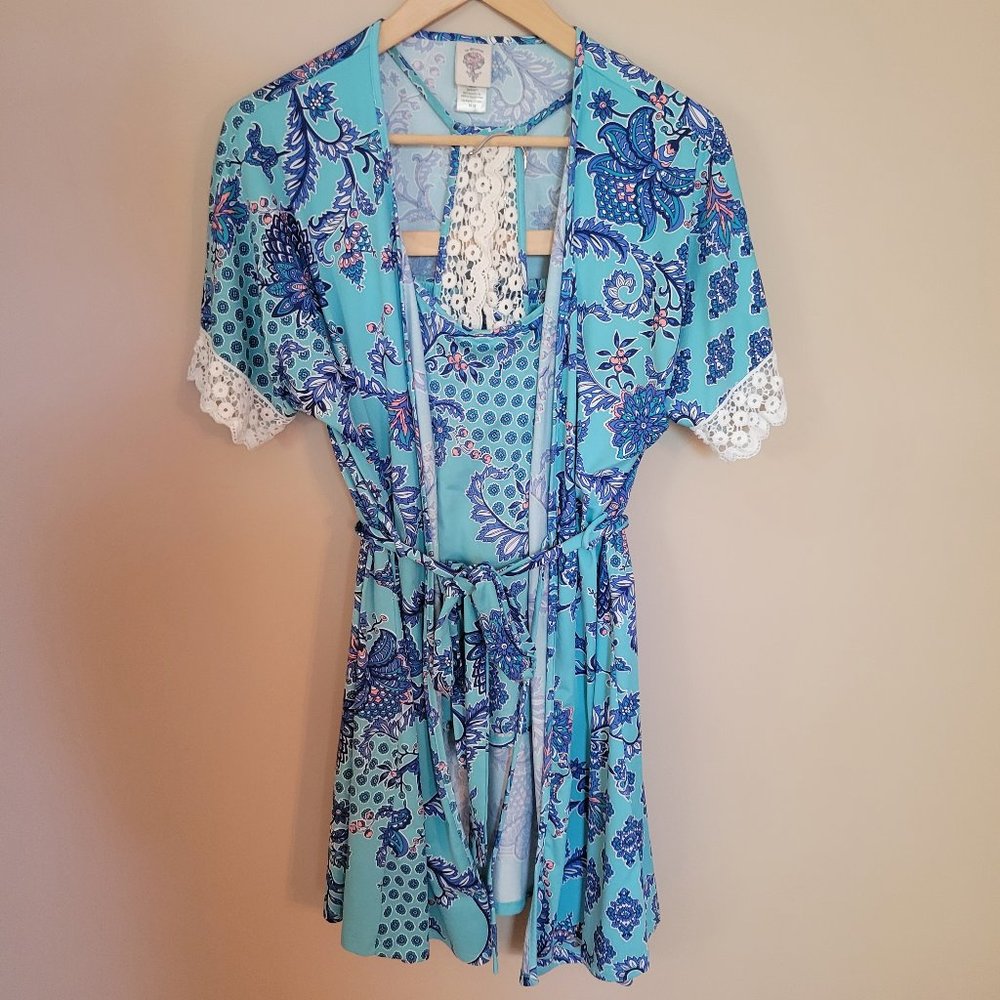 In Bloom by Jonquil 3 Piece Pajama Robe Set Size Medium